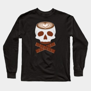 Coffee Skull with Latte Art and Chocolate Long Sleeve T-Shirt